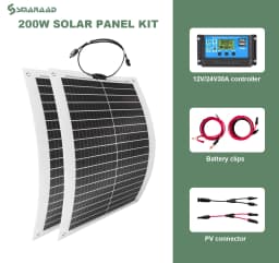 SMARAAD 100W 200W 18V Flexible Solar Panel Kit Waterproof High Efficiency DC Charging Line Controller Lightweight Free Sun Power