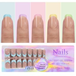 150pcs Multi-size False Nail Press On Acrylic Nails Almond French Wearing Armor Removable Convenient 6 Colors Fake Nail