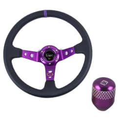 Universal 14 inch 350mm PVC Auto Racing Steering wheels Deep Corn Drifting Sport Steering Wheel With Shift Knob