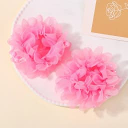 2Pcs Glirs Cute and Sweet Chiffon Flowers Headband Hair Accessories with Elastic Bands Colorful Beads Hair Bands Holiday Gifts