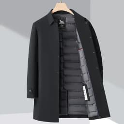 Clothes Thick Warm Coat Winter Business Casual Mid-length Lapel Coat Mens High-end Down Jacket White Duck Down Parka Luxury Male