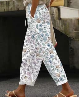 Ladies New Hot Plus Size Printed Simple Roll-up Casual Pants Streetwear Women PantsNine-minute Pants Breathable CoolSummer