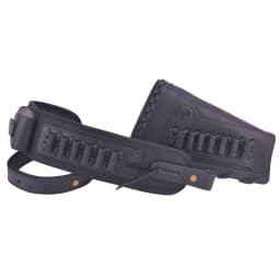 Leather Rifle Shoulder Strap / Gun Recoil Buttstock / Gun Stock Cover With Rife Ammo Holder Sling .357 .30-30 For Righty Hunter