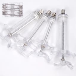 10/20/30/50ml Farm Animal Syringes Plastic Adjustable Dose Vaccine Injection with 10pcs needles Livestock Dispensing Tools