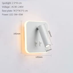 Modern Minimalist Led Wall Lamp USB Charging Indoor Bedroom Lamp Hotel Bedside Reading Lamp Wall Lights Sconce Switch AC 90~240V