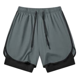 Men's 2 in 1 Running Workout Short with Phone Pocket Towel Loop Gym Athletic Quick Dry Stretchy Performance Shorts Activewear