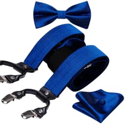 Silver Gold Red Black White Green Blue Pink Silk Mens Suspender Adjustable 6 Clips Braces Bowtie Hanky Cufflinks Set Barry.Wang