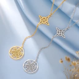 Dawapara Witch Knot and Metatron Pendant Necklace Wicca Good Luck Protection Talisman Stainless Steel Mystical Spiritual Jewelry