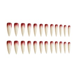 24pcs Nude Color False Nails For Halloween Blood Stained Jade Bone Long Pointed Press On Nails Acrylic Material Party Fake Nail