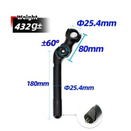 UNO Adjustable Bike Quill Stem 60 Degree Handlebar Stem Riser City Bicycle Front Fork Stem With Quill 25.4 X180mm Stem Extender