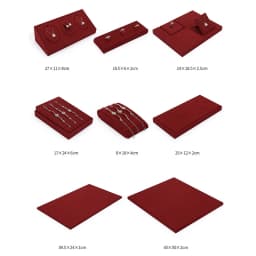 Wine Red Microfiber Jewelry Display Rack Ring Necklace Storage Organizer Jewelry Counter Display Props Earring Bracelet Holder