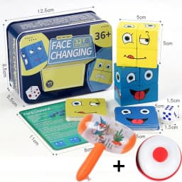 Wooden Face Changing Cube Toys Building Blocks for Cartoon Puzzle Montessori Jigsaw Educational Board Game Family Toys
