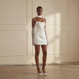 Stunning Short A Line Wedding Dress Strapless With Crystal Bridal Gowns For Engagement Party Customized Vestido De Noiva