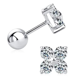 2025 Trendy Four Clover Moissanite Stud Earrings 925 Sterling Silver Flower Piercing Ear Jewelry for Women 3mm Lab Diamond Gifts