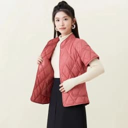Thickened Short Sleeve Cotton Vest Women's Warm Inner Wear Slim Fit V-Neck Button down Lightweight Fluffy Lined Autumn Winter...