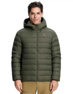 Pioneer Camp Men's Down Puffer Jacket with Hood Lightweight Packable Warm Insulated Thermal Puffy Winter Coat Ski Travel