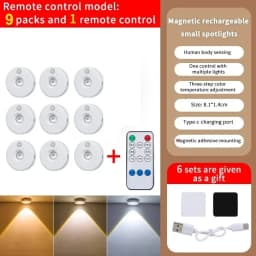 LED Motion Sensor Night Light Wireless Under Cabint Lights Dimmable USB Rechargeable Lighting Kitchen Aisle Closet Home Decor