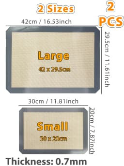 1PC, 2PCS Silicone Baking Mats for Oven, 2 Sizes 30/42cm, Non Stick & Heat Resistant Bakeware Sheets, for Cookie, Macaron, Bread