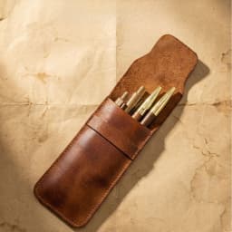 Cowhide Pen Case Holder Handmade Fountain Multi Pens Pouch Vegetable tanned leather Simple Pen Protective Sleeve Cover
