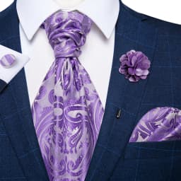 Classic Wedding Ascot Tie For Men Yellow Gold Red Paisley Floral Scarf Neck Tie Brooch Pin Set Cravat Ascot Tie For Banquet
