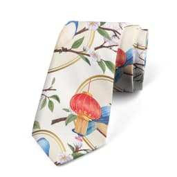 Design New 8CM Men Slim Fit Tie Crane Pattern Printing Fun Casual Fashion Necktie Bar Club Holiday Party Tie Japanese Gravatas