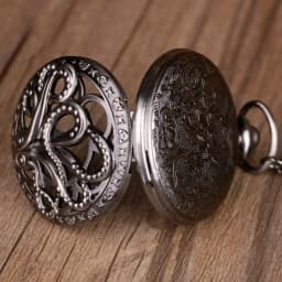Retro Black & Bronze Octopus Quartz Pocket Watch With Necklace Chain Gift for Male Women Chronograph Hombre Relojes