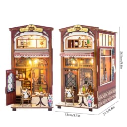 Magical Library DIY Book Nook Kit Miniature Bookshelf Insert with LED Light 3D Wooden Puzzle Building Kit Craft Gift Dollhouse