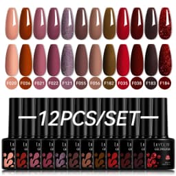 LILYCUTE 12PCs 7ml Nude Brown Red Nail Gel Polish Set Semi Permanent UV Gel For Nail Art Manicure Soak Off Gel Nail Polish Kit