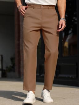 Men's Slim Fit Straight Leg Multicolor Solid Color Casual Pants Versatile All Seasons Fashionable Comfortable Daily Wear