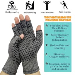 1 Pair Half Finger Compression Gloves Grey Relieve Arthritis Pain Instantly with Anti-Slip Pressure Gloves for Men and Women