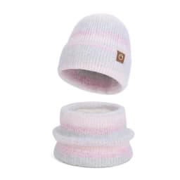 Winter Cap Gloves Scarf Set Women GradientColor Knitted Hat Thickened Fleece Lining Skullcap Outdoor Cycling Windproof Beanies