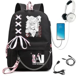 My Hero Academia Anime Print Student Backpack with Webbing Straps Girls School Bag Lightweight Casual Daypack