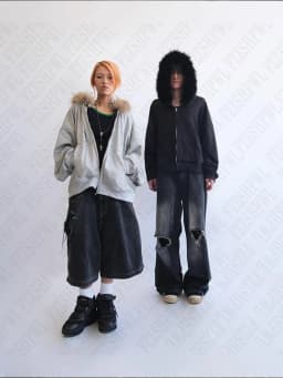 Plush lining solid color pattern Hoodie casual chic Y2K top rock fashion street retro grunge punk hip hop Harajuku couple Hoodie