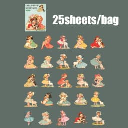 30 Sheets Vintage Cute Character Stickers for Handmade DIY Scrapbooking Guitar Phone Case Notebook Decoration Art Craft
