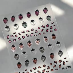 Lovely Red Fruit Strawberry Cherry Bowknot Love Heart Star Silk Ribbon 5D Nail Art Stickers Chic Self Adhesive Manicure Decal