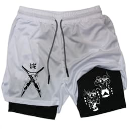 Men's Compression Shorts Anime Demon Slayer Print Beach Shorts Gym Fitness Running Quick Dry Short Pants Summer Print Sportswear