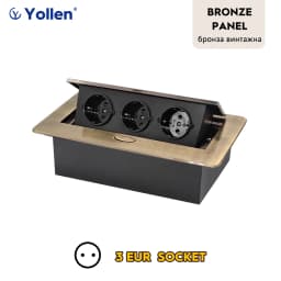 Aluminum Panel EUR/French Bronze Gold(Бронза Bинтажна)/Black/Silver Table Socket 2/3 Way Outlet USB Power Three Power Household