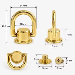 4/10/20Pcs 10mm Metal D Ring Screw Rivet Stud Bag Side Hanger Strap Chain Connector for Handbag Purse DIY Hardware Accessories