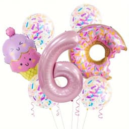 7-Piece Set of Cute Pink Donut Candy Foil Balloons 40inch Ice Cream Themed Birthday Party Scene Decoration Photo Props Indoor and Outdoor Decoration Cool Summer Gifts Anniversary Supplies, Halloween Decorations, Christmas Decorations, Birthday Celebrations, Fun Party Themes, High-Quality Lightweight Balloons, Party Balloon Sets, Event Decorations, Great Gift Options