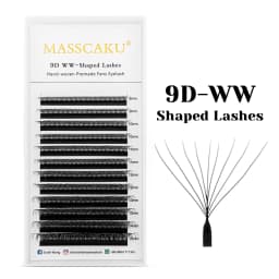 New MASSCAKU 5cases/lot  W Shape Eyelash Extensions 3D-8D Premade Volume Fans WW Style False Eyelashes Natural Private Label