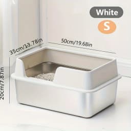 Extra Large Stainless Steel Cat Litter Box with High Wall Enclosure Non-Stick Leak Proof Easy to Clean Includes Lid