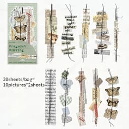 Mr.Paper 20Pcs Double Pack Long Strip Stickers Time Stitch Series Retro Journal Scrapbook Collage Decorative Craft Supplies