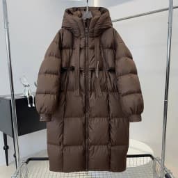 Schinteon Women White Duck Down Long Jacket Casual Loose Over Size Autumn Winter Outwear with Hood Korean Style Thick Coat 2026