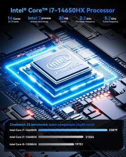 ACEMAGIC Intel Core I7-14650HX Mini PC 32GB DDR5 RAM 1TB NVMe SSD Gaming Workstation Windows 11 Pro 4K Triple Display WiFi 6E