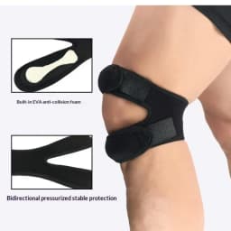 Knee Support Brace with Patellar Tendon Strap, Adjustable Shock Absorption Compression Sleeve for Basketball Running