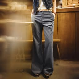 Maden Women's Retro Old Money Style Flared Pants Grey Striped Thin Draped Texture Formal Business Casual Summer Female Trousers