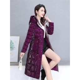 Thick Women's Windproof Long Mother's Down Cotton Coat Women's 2026 Winter Fashion Warm Slim Waist Wrapped Parka Hooded Lace-Up