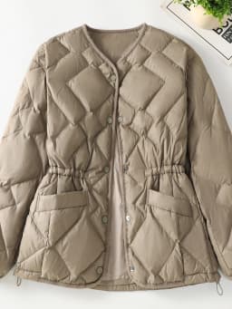 Authentic Winter 2025 High Quality Fashionable Unisex down Cotton Jacket V-Neck Women's Outerwear Thickened Long Sleeve Coat