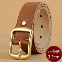 Handmade belt trendy leather pin buckle simple first layer real cowhide men's and women's copper buckle belt versatile old