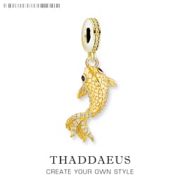 Golden Koi Dangle Charm Europe Style High Quality Sterling Silver 925 Beads Lucky Gift For Women Men